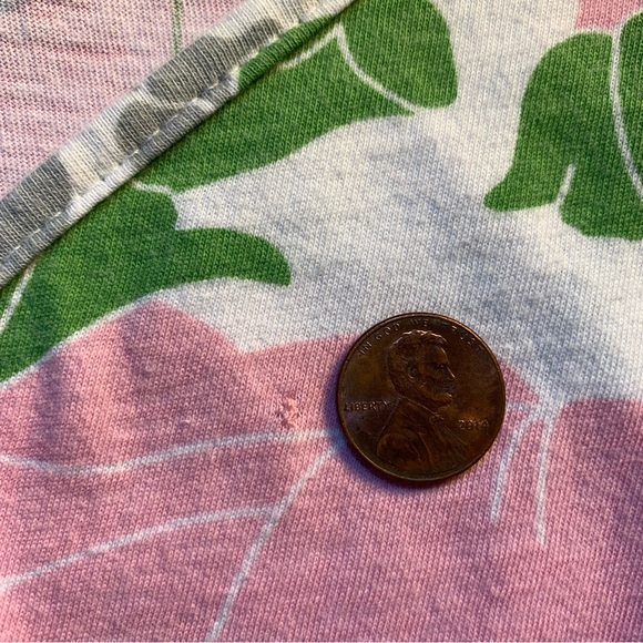 Linea Faux Wrap Top women M sleeveless Spaghetti Strap Floral white pink green - Picture 13 of 13